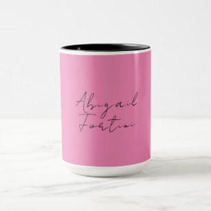 Caneca Mínimo profissional, rosa moderno, seu nome