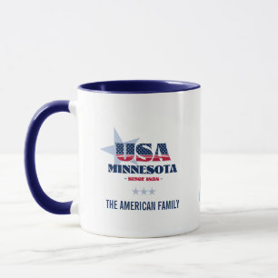 Caneca Minnesota USA 1858 Blue Star Personalised Mug