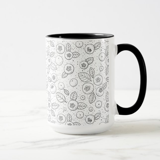 Caneca Mirtilos em preto e branco (Direita)