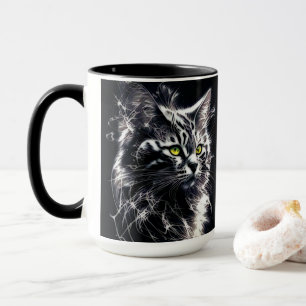 Caneca Mística De Gato - Arte Moderna Negra