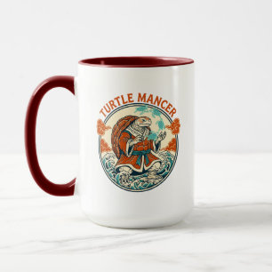 Caneca Místico de Tartaruga Ondas do Oceano Arte Japonesa