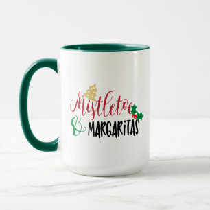 Caneca Mistletoe Natal, Margaritas, Xmas Cheer Divertido