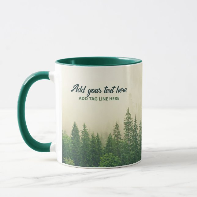 Caneca Misty Pine Forest Trees - Proteção Personalizada (Esquerda)