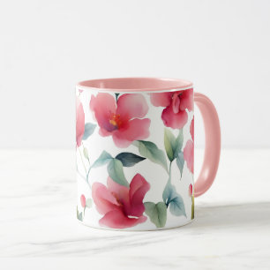 Caneca Misty Red Floral Pattern
