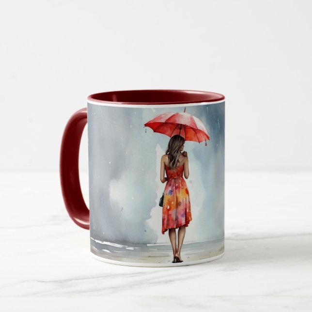 Caneca Moça-d-água na chuva Caça-Vestido Vermelho (Frente Esquerda)