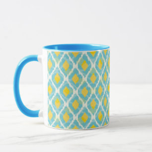 Caneca Moda amarela azul moderna e tribal