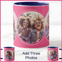 Caneca Modelo 3 Colagem Circular de Fotos Rosa C58