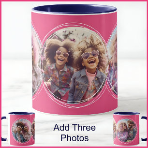 Caneca Modelo 3 Colagem Circular de Fotos Rosa C58