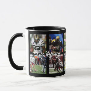 Caneca Modelo de colagem de fotos de futebol Bloco de Fot