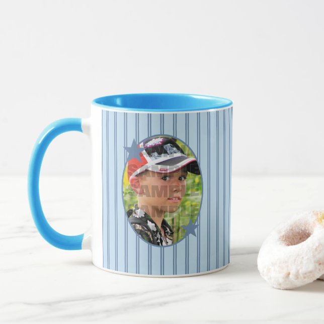 Caneca Modelo de Foto Azul Personalizado (Com Donut)