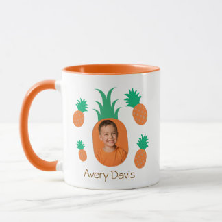 Caneca Modelo de Foto de Abacaxi Fofo Personalizado Na