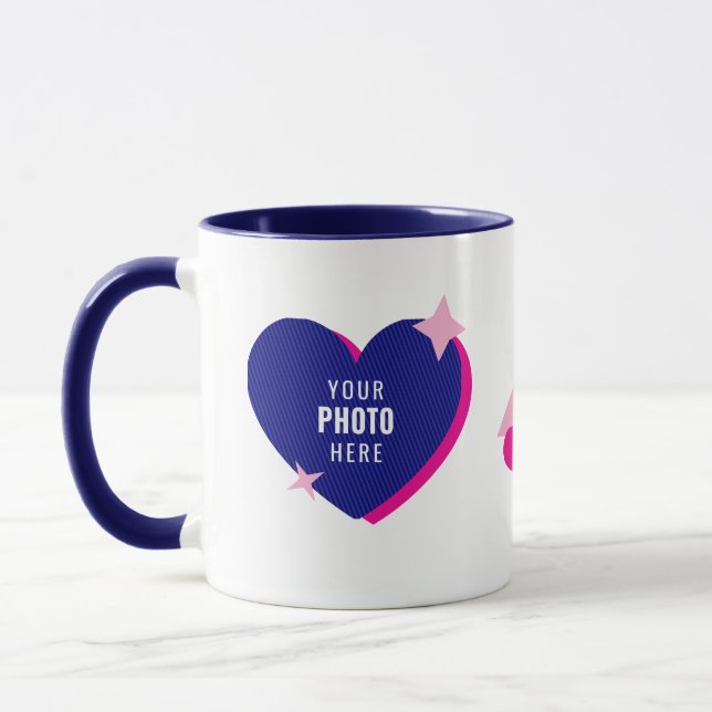 Caneca Modelo de Foto de Coração Fofo & Faíscas (Esquerda)