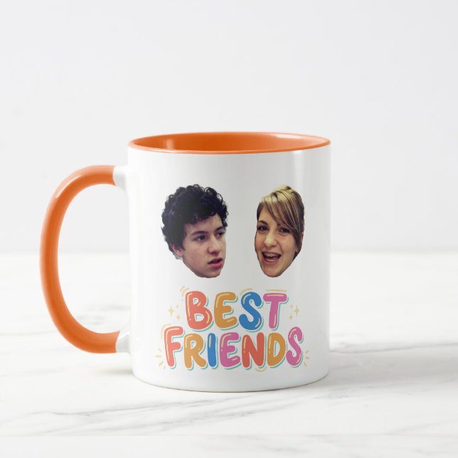 Caneca Modelo de Foto de Rosto de Melhores Amigos Engraça (Esquerda)