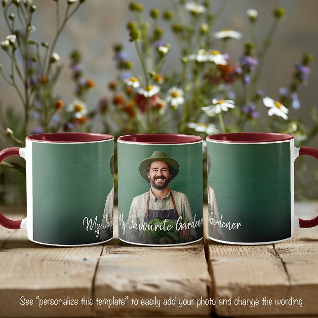 Caneca Modelo De Foto Fav Gardener One Com Texto De Rico (Criador carregado)
