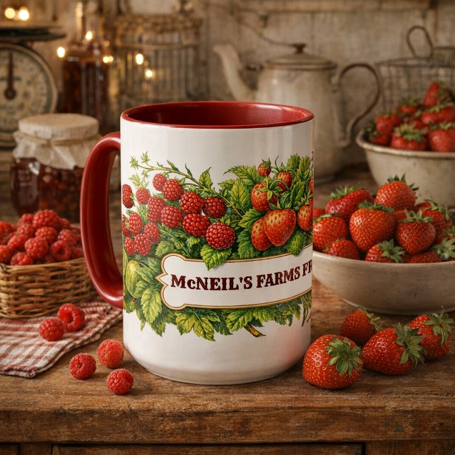 Caneca Modelo de Frutas Vermelhas Frescas da Fazenda (Criador carregado)