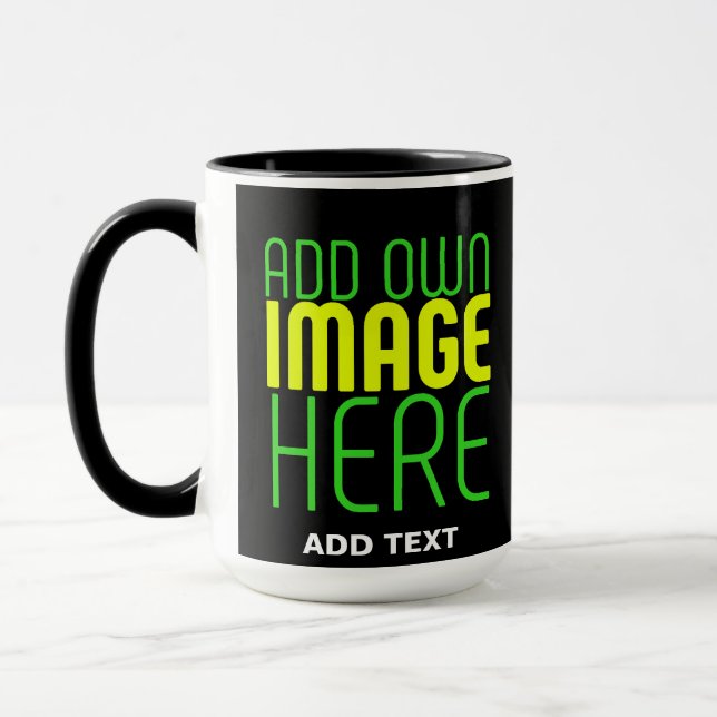 CANECA MODELO DE TEXTO DE IMAGEM NEGRA SIMPLES EDITÁVEL M (Esquerda)