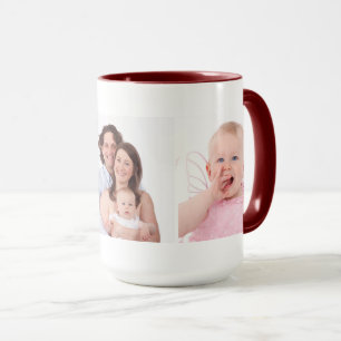 Caneca Modelo de três fotos da família personalizadas