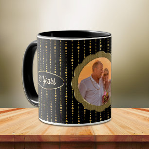 Caneca Modelo Dourado da foto do aniversário de casament