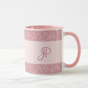 Caneca Modelo Monograma de aparência Dourada com Rosa de