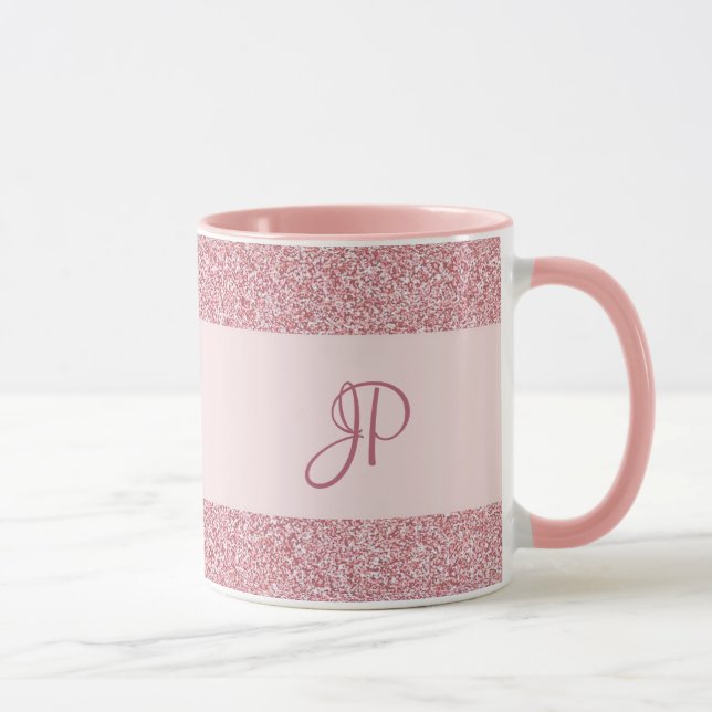 Caneca Modelo Monograma de aparência Dourada com Rosa de  (Direita)