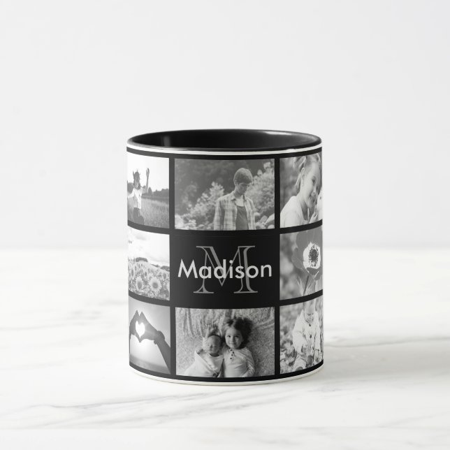 Caneca Modelo monogrammed preto e branco da foto (Centro)