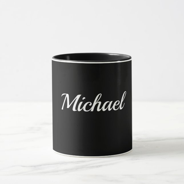 Caneca Modelo Preto-Preto, Letra Branca, (Centro)