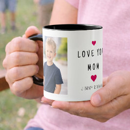 Caneca Modern 2 Photo Collage Love You Mom 