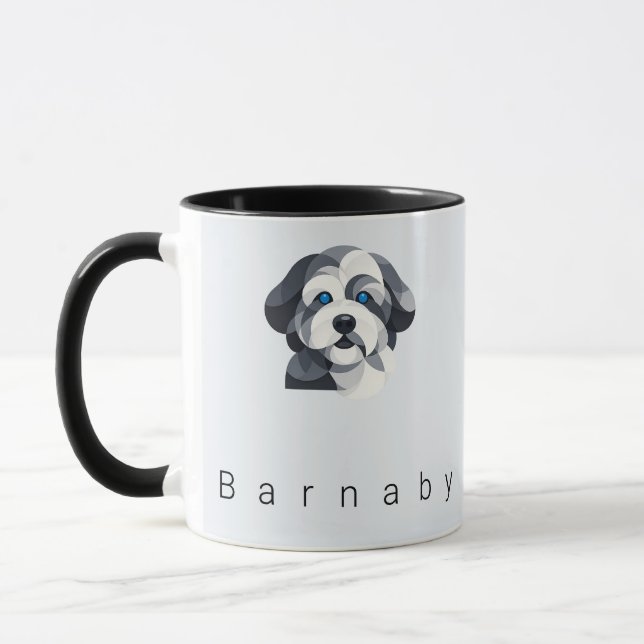 Caneca Modern Aussiedoodle Art Mug - Blue Merle Geometric (Esquerda)