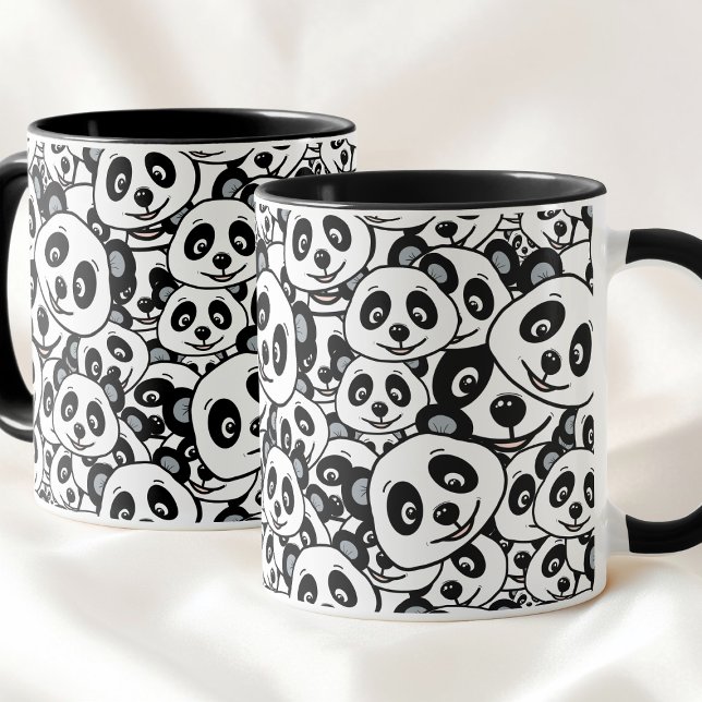 Caneca Modern Black and White Cute Panda Bear Pattern (Modern Black and White Cute Panda Bear Pattern Mug)