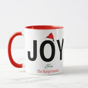 Caneca Modern Bold JOY Simples Família de Natal Elegante