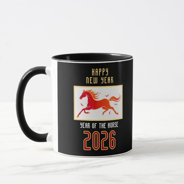 Caneca Modern Chinese Fire Horse New Year 2026  (Esquerda)
