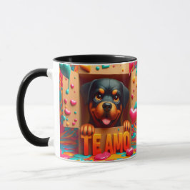 Caneca Modern Cute Dog Te Amo Valentines Day 