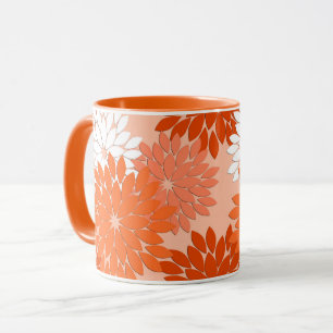 Caneca Modern Floral Kimono Impressão, Coral Orange, Peac