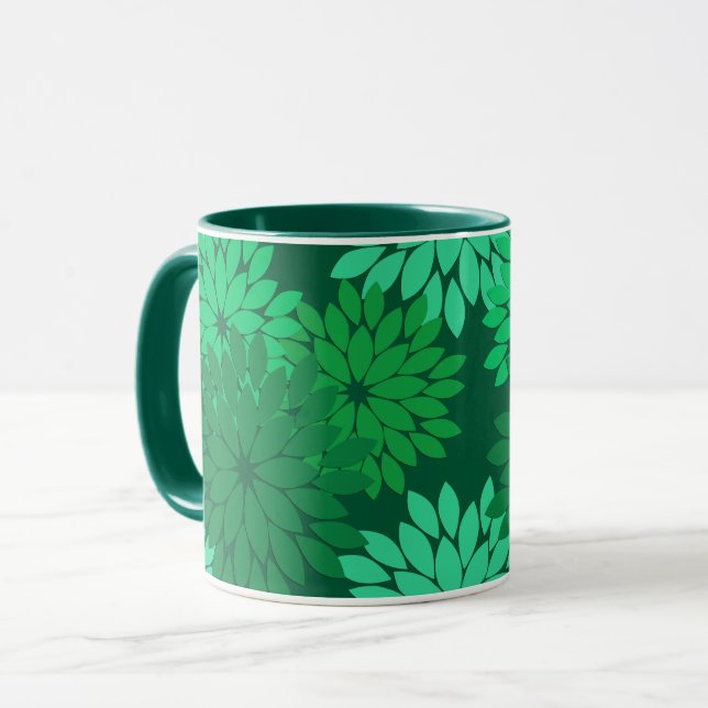 Caneca Modern Floral Kimono Impressão, Emerald e Jade Gre (Frente Esquerda)