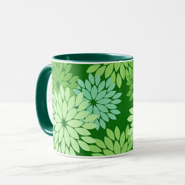 Caneca Modern Floral Kimono Impressão, Verde limão (Frente Esquerda)
