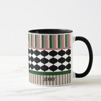 Caneca Modern Geometric Sage Green Pink Personalized