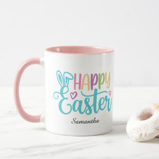 Caneca Modern Happy Easter Typography Customizable Name