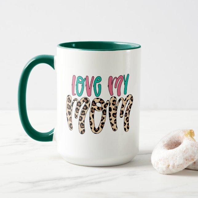 Caneca Modern Love My Mãe Dia de as mães Gift (Com Donut)
