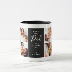 Caneca Modern Love You Pai/Papa/Other 8 Photo Collage Mug