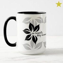 Caneca Modern Minimal Black Flowers Motivational Phrase