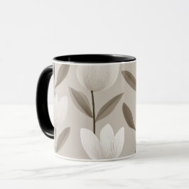 Caneca Modern Neutral Tulip Ivory Floral Pattern