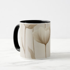 Caneca Modern Neutral Tulip Ivory Floral Pattern