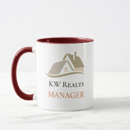 Caneca Modern Real Estate white and gold custom logo 