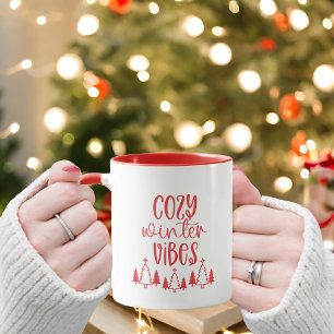 Caneca Modern Red Typografia Cozy Winter Vibes