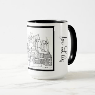 Caneca Modern Stilish Castle Black and White Ringer 15oz