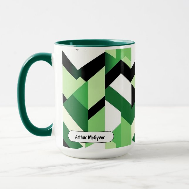 Caneca Modern Wasabi Green Block Chevron Design (Esquerda)
