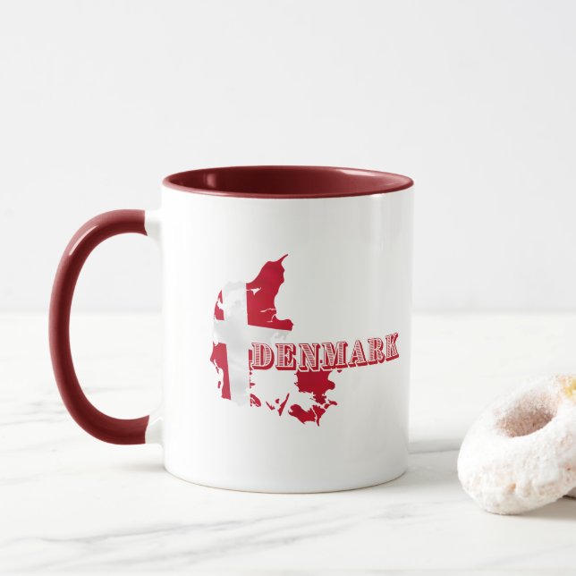 Caneca Moderna Dinamarca - Letra dinamarquesa MAP Flag So (Com Donut)