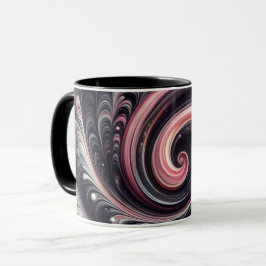 Caneca Moderno Abstrato Girando Rosa, Preto e Branco 