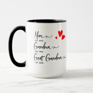 Caneca Moderno Ano Personalizado Mamãe Avó Bisavó