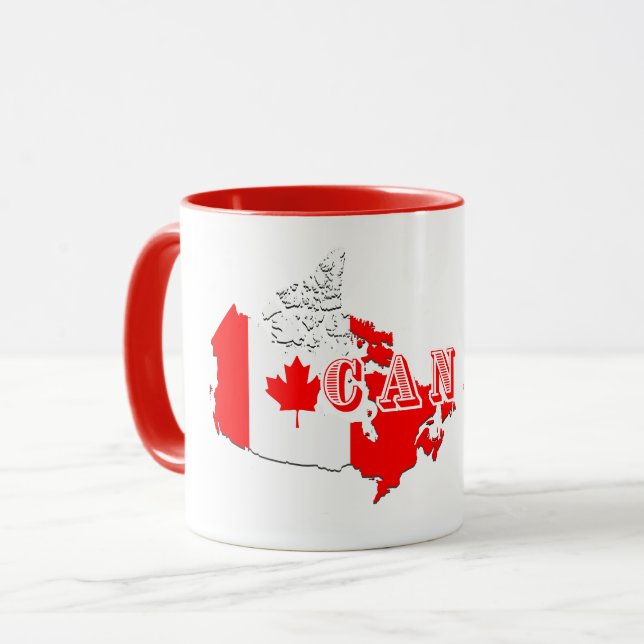 Caneca Moderno Canadá - Carta de Arte do Canadá - Sinaliz (Frente Esquerda)